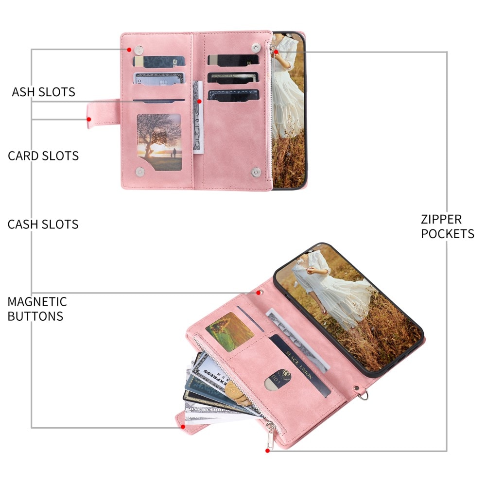 Étui portefeuille matelassée pour Samsung Galaxy S25, Rose