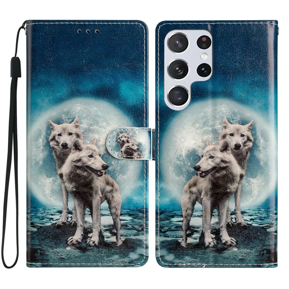 Coque portefeuille Samsung Galaxy S25 Ultra, loups