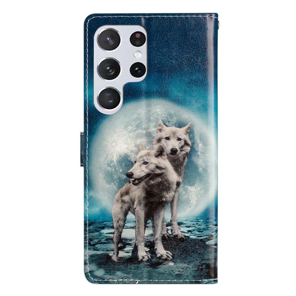 Coque portefeuille Samsung Galaxy S25 Ultra, loups