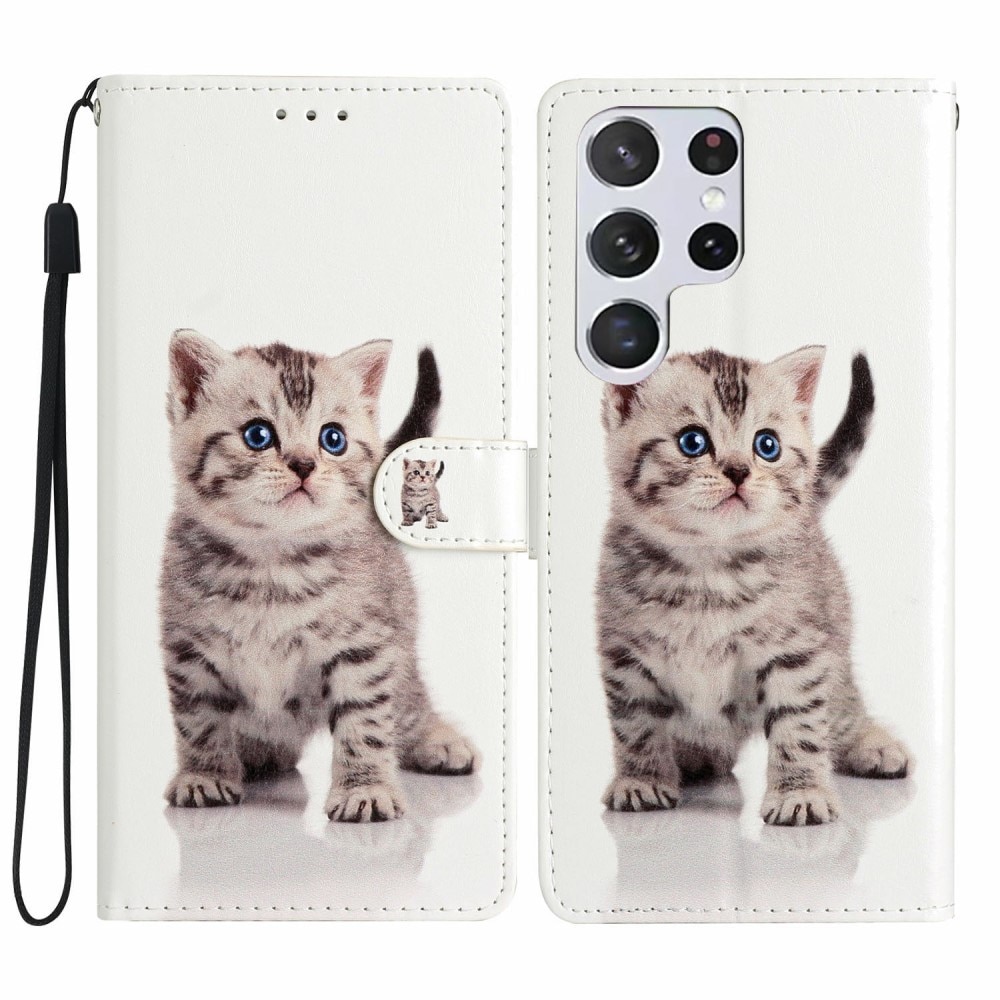 Coque portefeuille Samsung Galaxy S25 Ultra, chaton