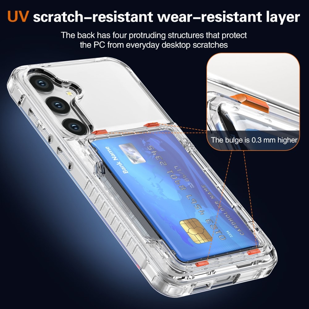 Coque hybride Kickstand à cartes Samsung Galaxy S25, transparent