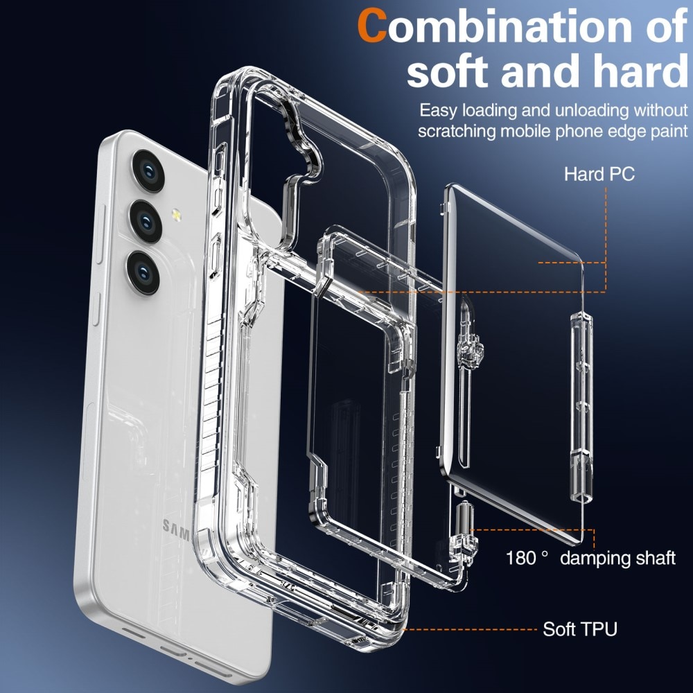 Coque hybride Kickstand à cartes Samsung Galaxy S25, transparent