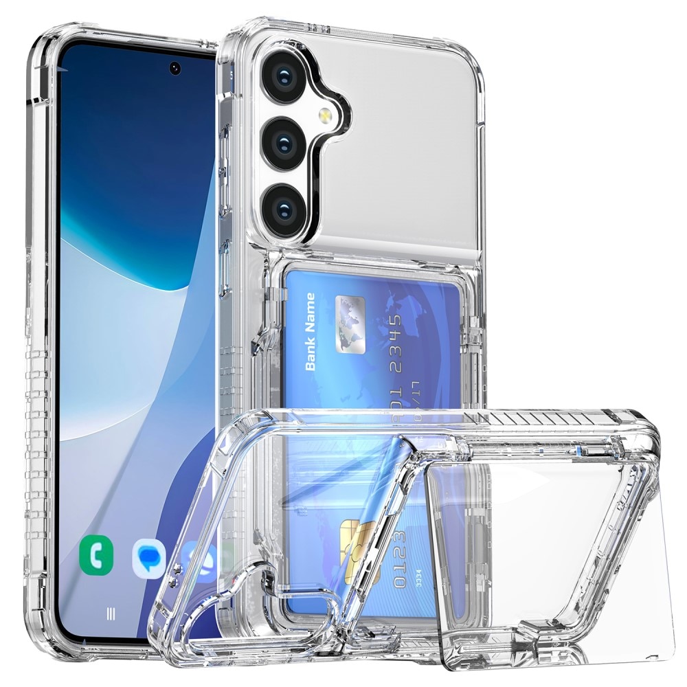 Coque hybride Kickstand à cartes Samsung Galaxy S25 Plus, transparent