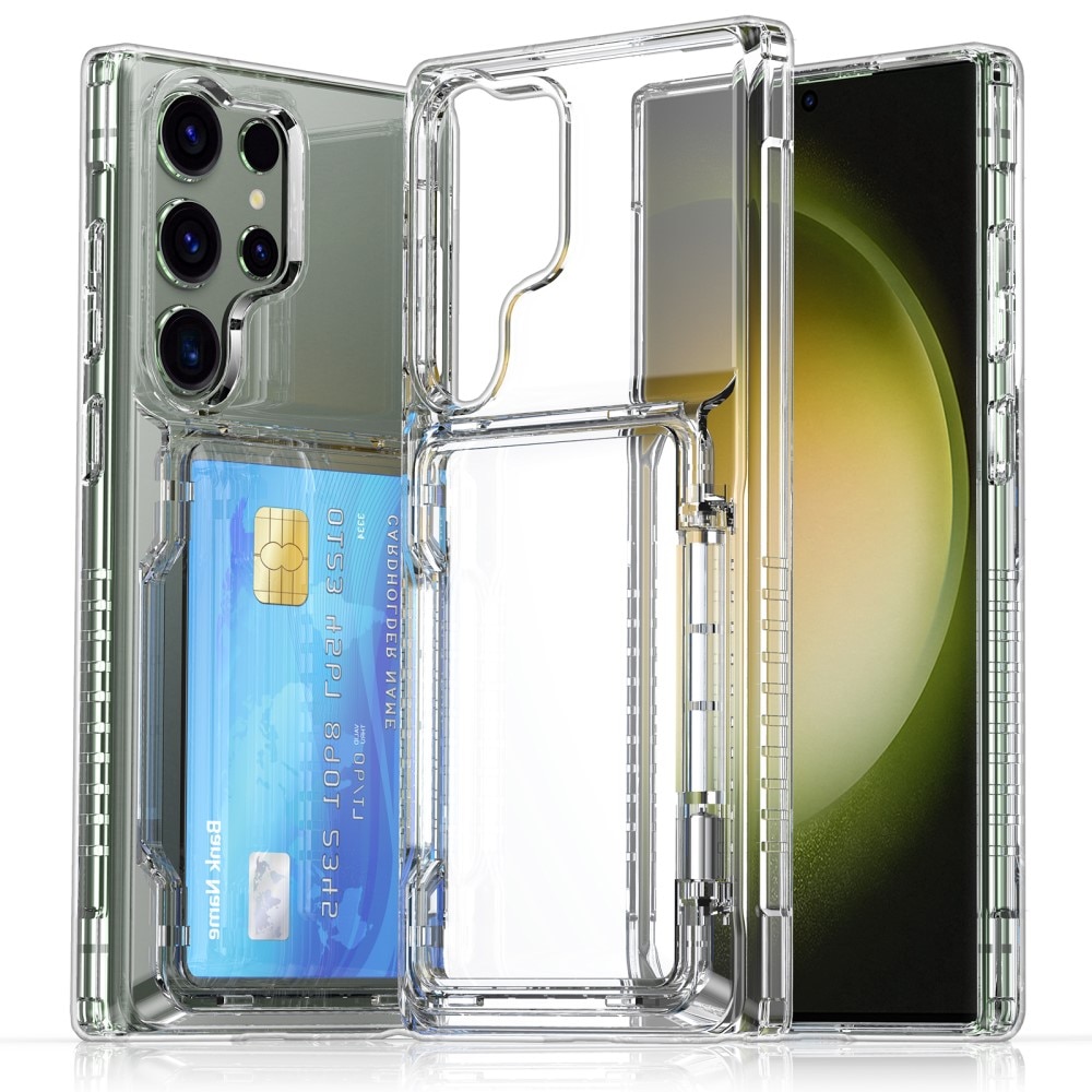 Coque hybride Kickstand à cartes Samsung Galaxy S25 Ultra, transparent