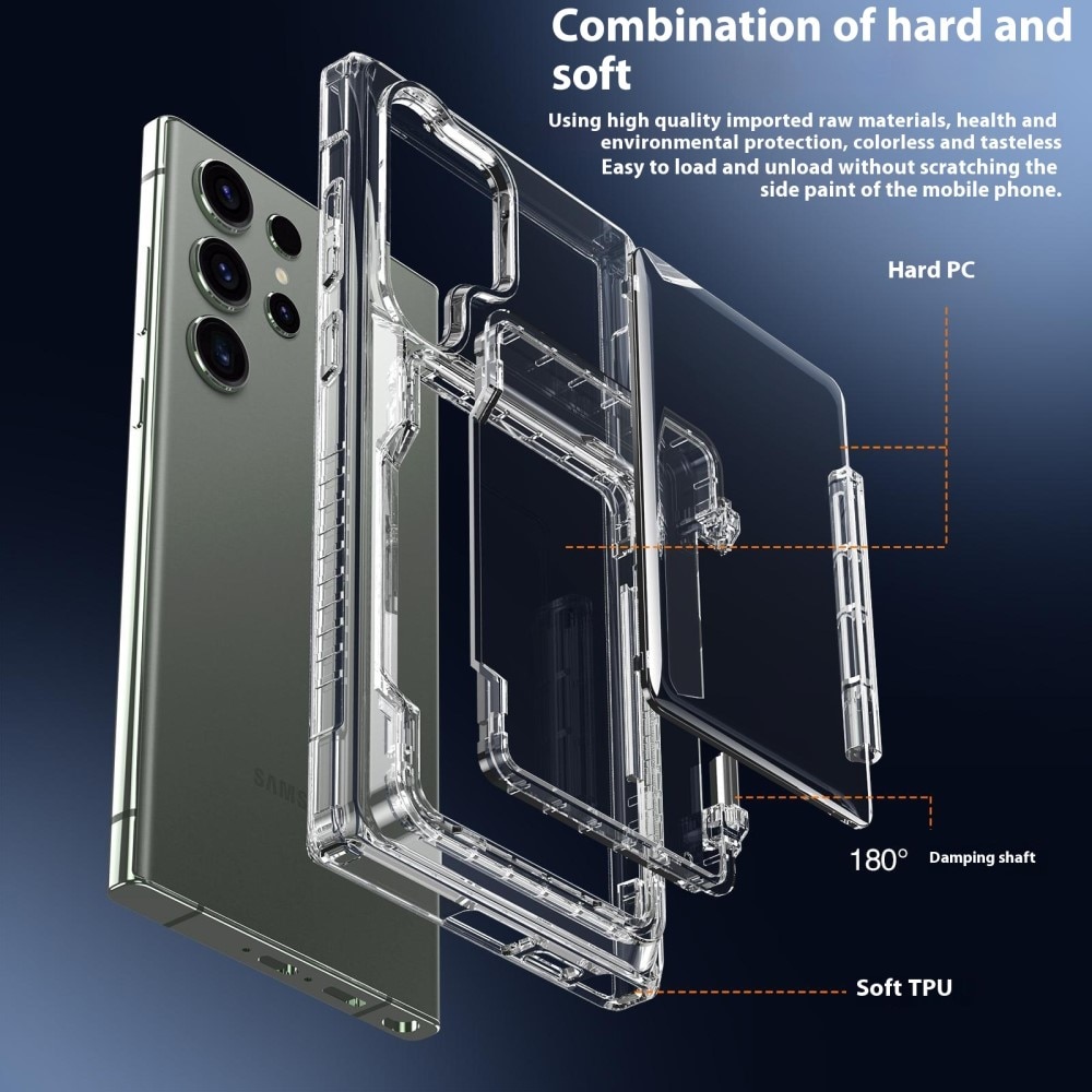 Coque hybride Kickstand à cartes Samsung Galaxy S25 Ultra, transparent