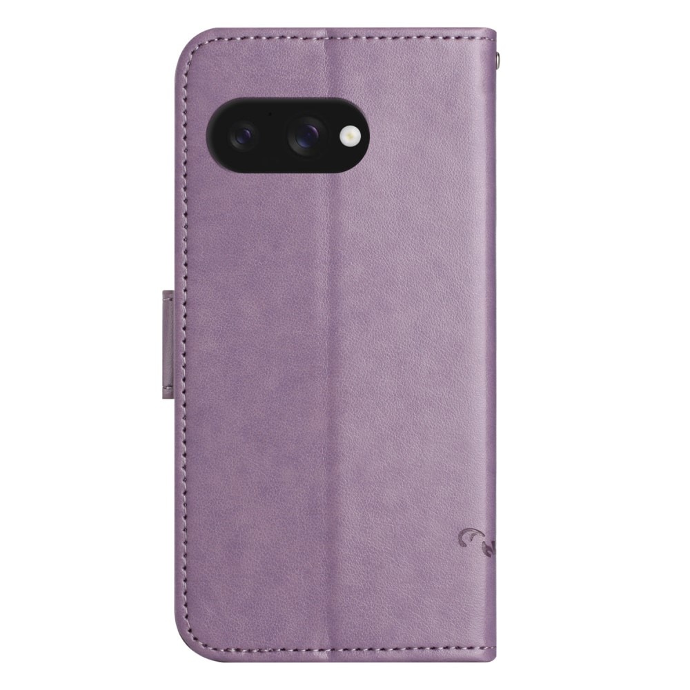 Étui en cuir à papillons pour Google Pixel 9a, Violet