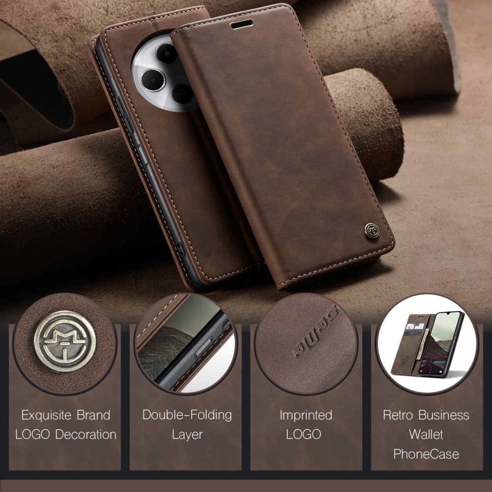 Étui portefeuille mince Xiaomi Redmi 14C, Marron