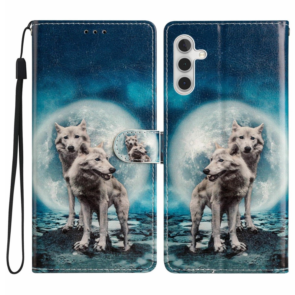 Coque portefeuille Samsung Galaxy A36, loups