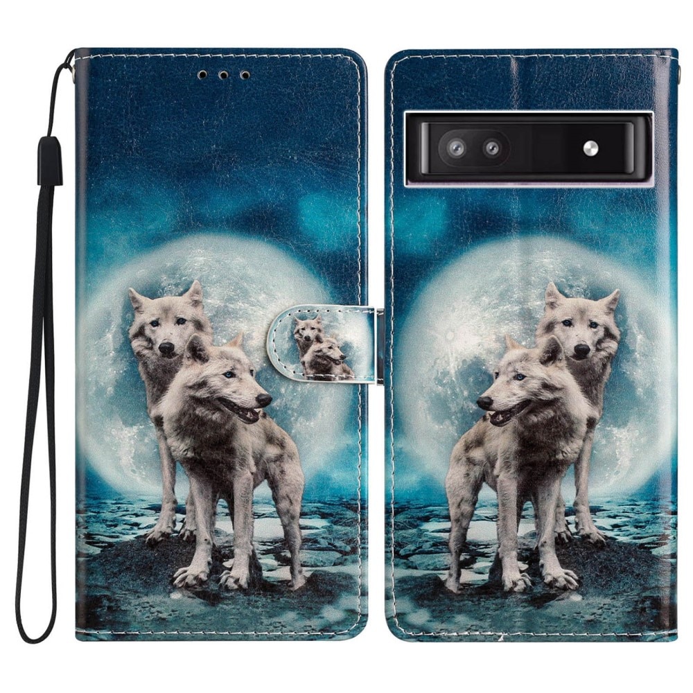 Coque portefeuille Google Pixel 9a, loups