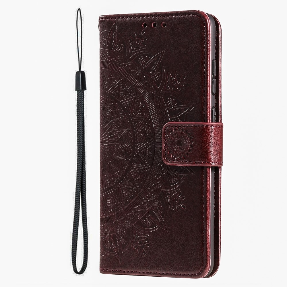 Étui en cuir Mandala Google Pixel 9a, Marron