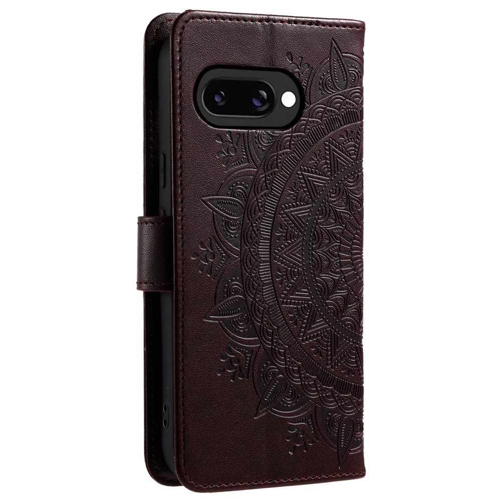 Étui en cuir Mandala Google Pixel 9a, Marron