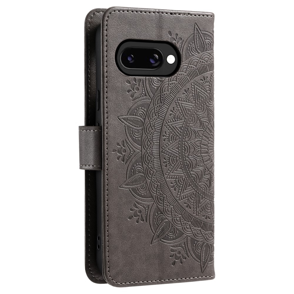 Étui en cuir Mandala Google Pixel 9a, Gris