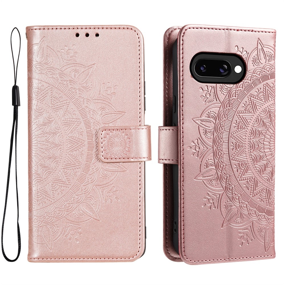 Étui en cuir Mandala Google Pixel 9a, Or rose