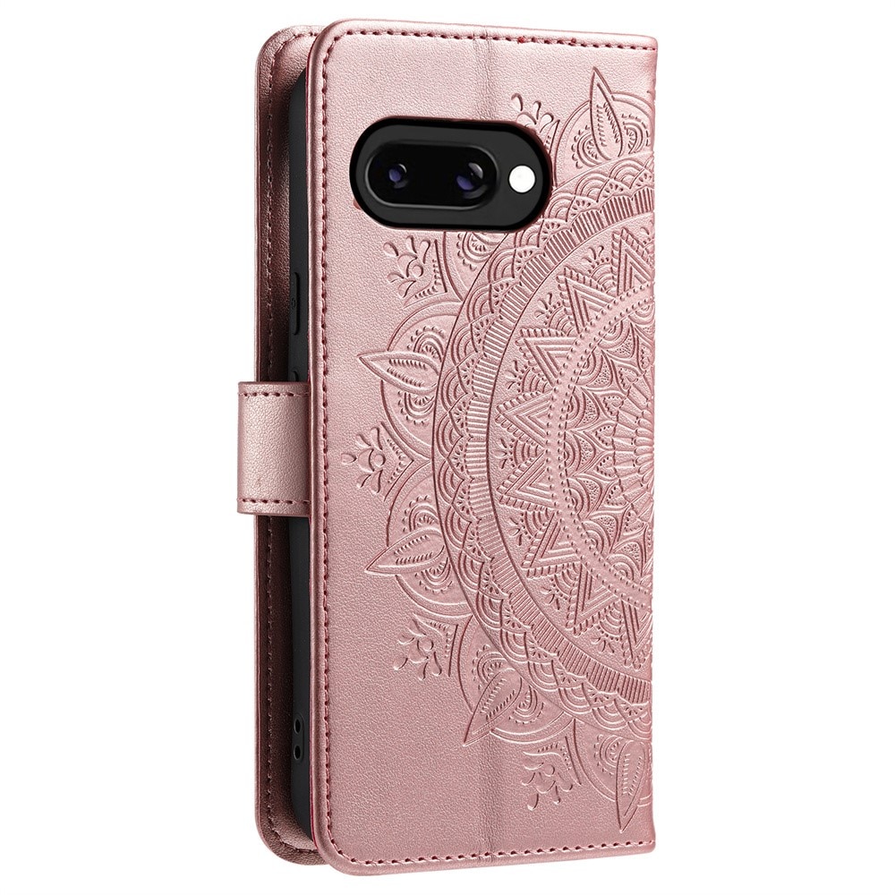 Étui en cuir Mandala Google Pixel 9a, Or rose