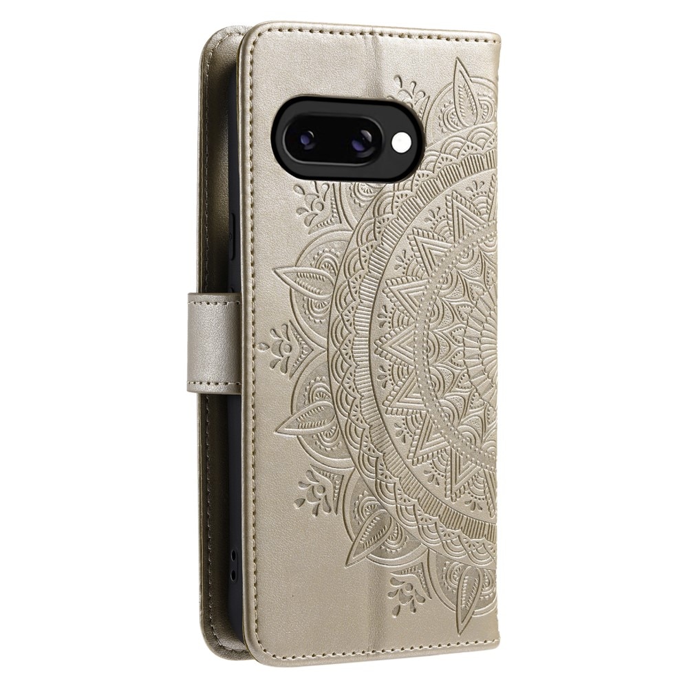 Étui en cuir Mandala Google Pixel 9a, Or