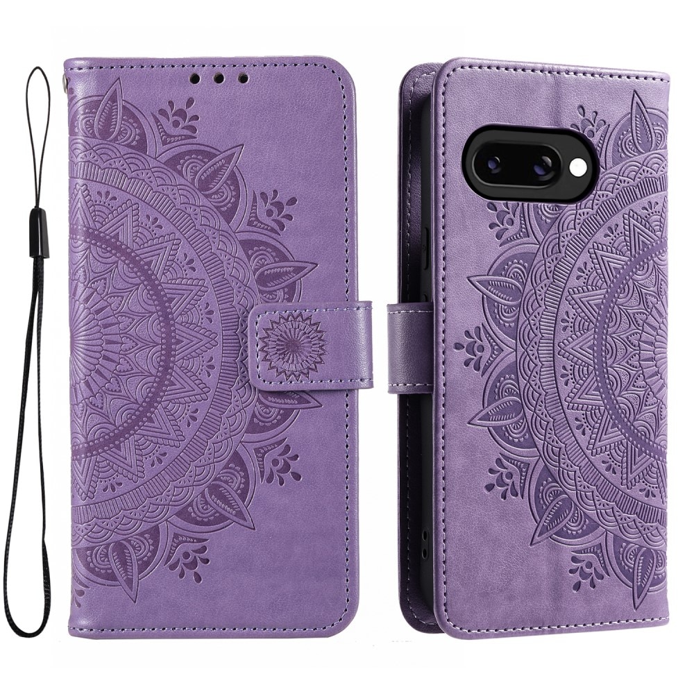 Étui en cuir Mandala Google Pixel 9a, Violet