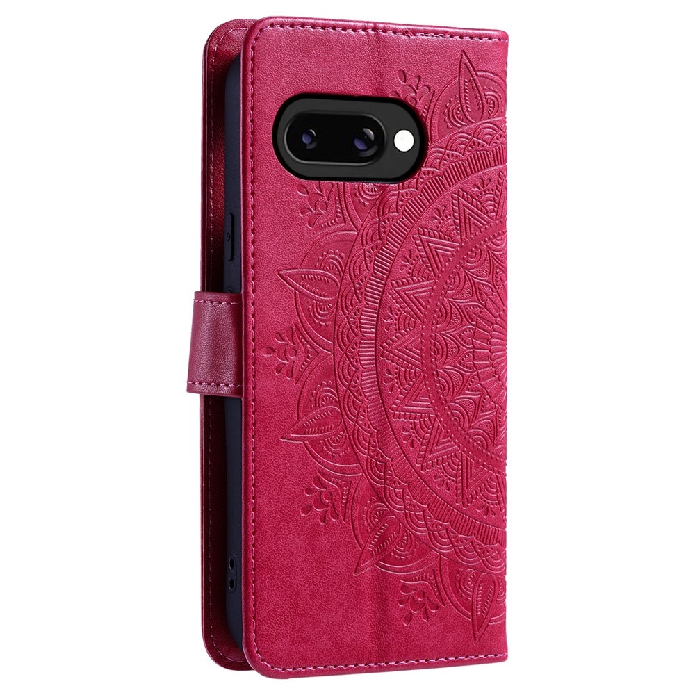 Étui en cuir Mandala Google Pixel 9a, Cerise