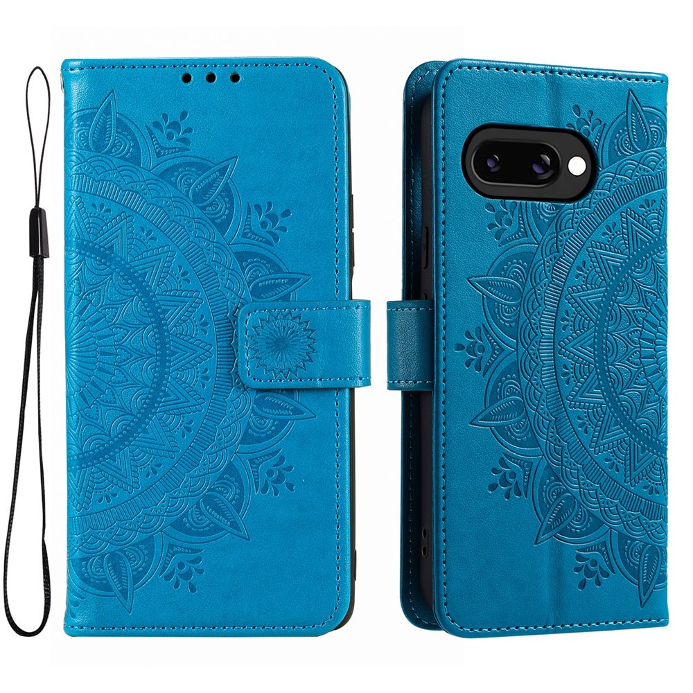 Étui en cuir Mandala Google Pixel 9a, Bleu