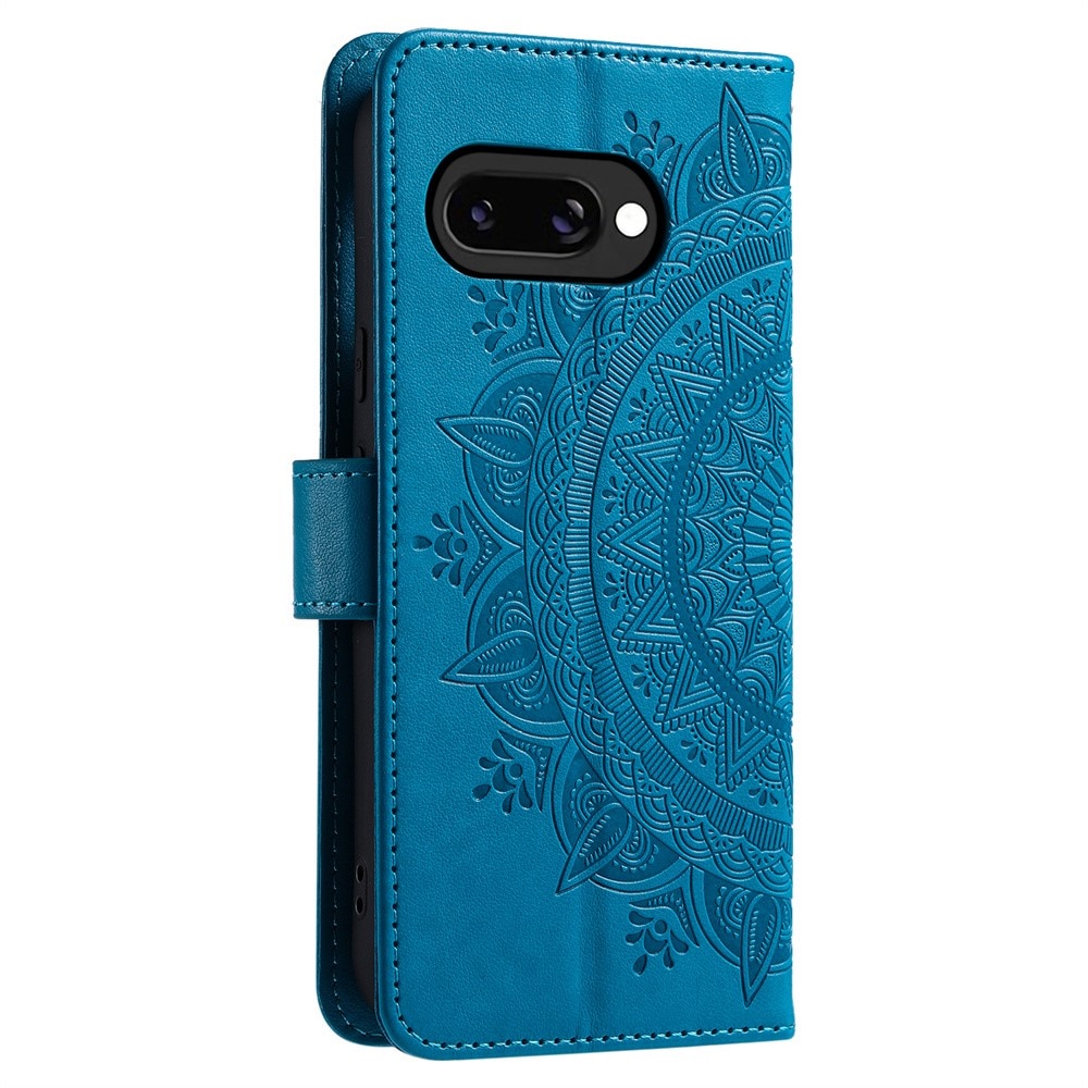 Étui en cuir Mandala Google Pixel 9a, Bleu