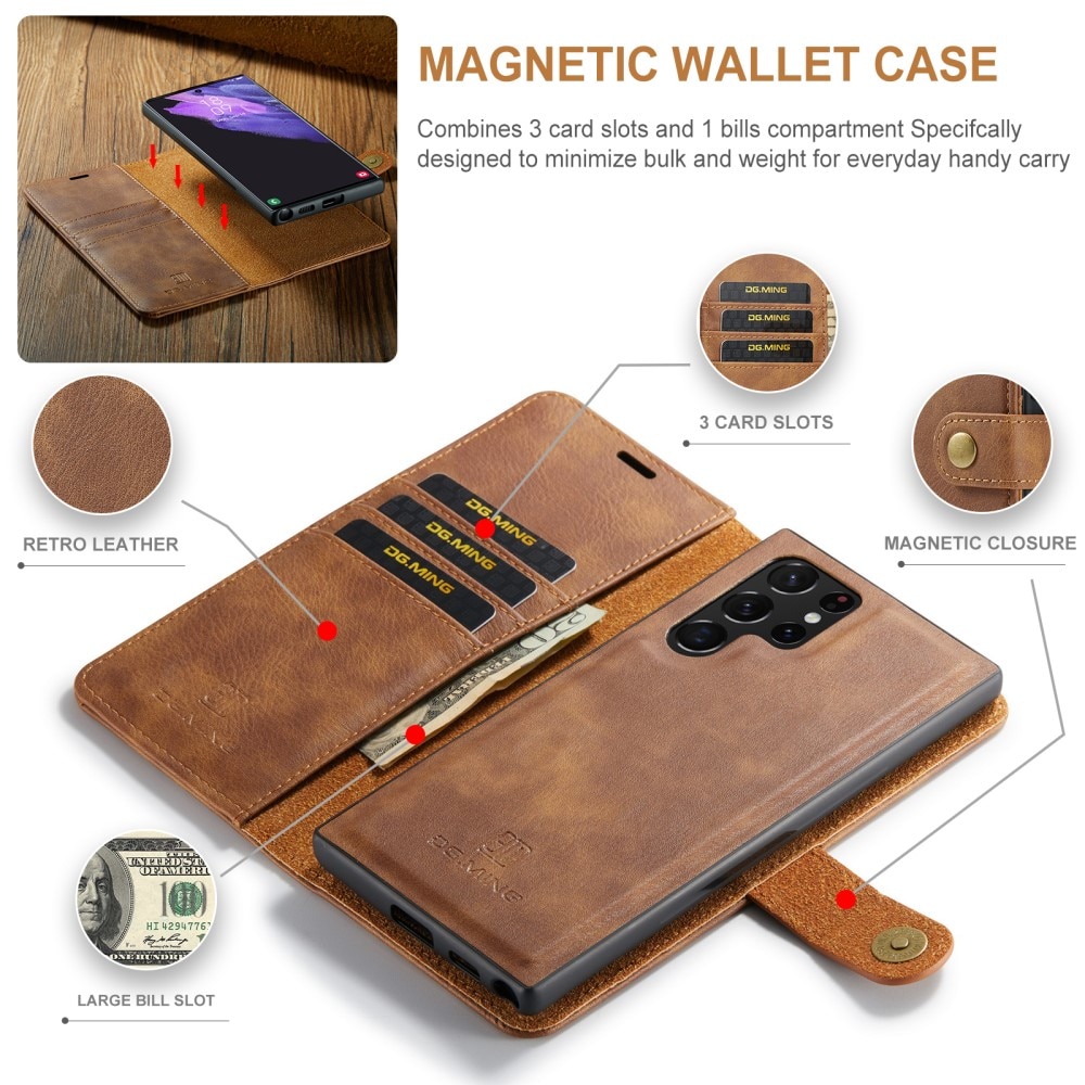 Étui portefeuille Magnet Wallet Samsung Galaxy S25 Ultra, Cognac