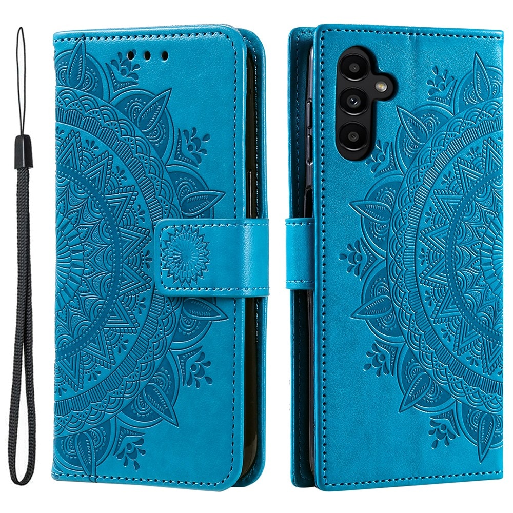 Étui en cuir Mandala Samsung Galaxy A36, bleu