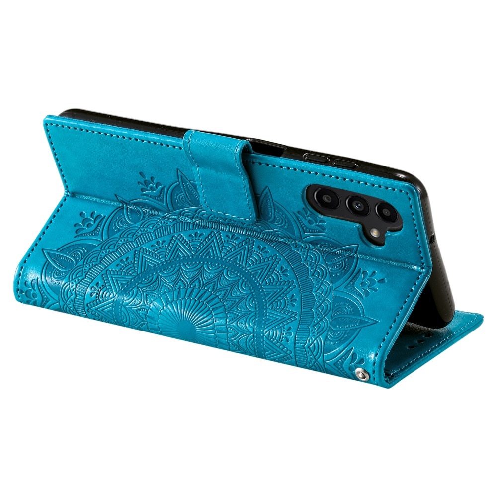 Étui en cuir Mandala Samsung Galaxy A36, bleu