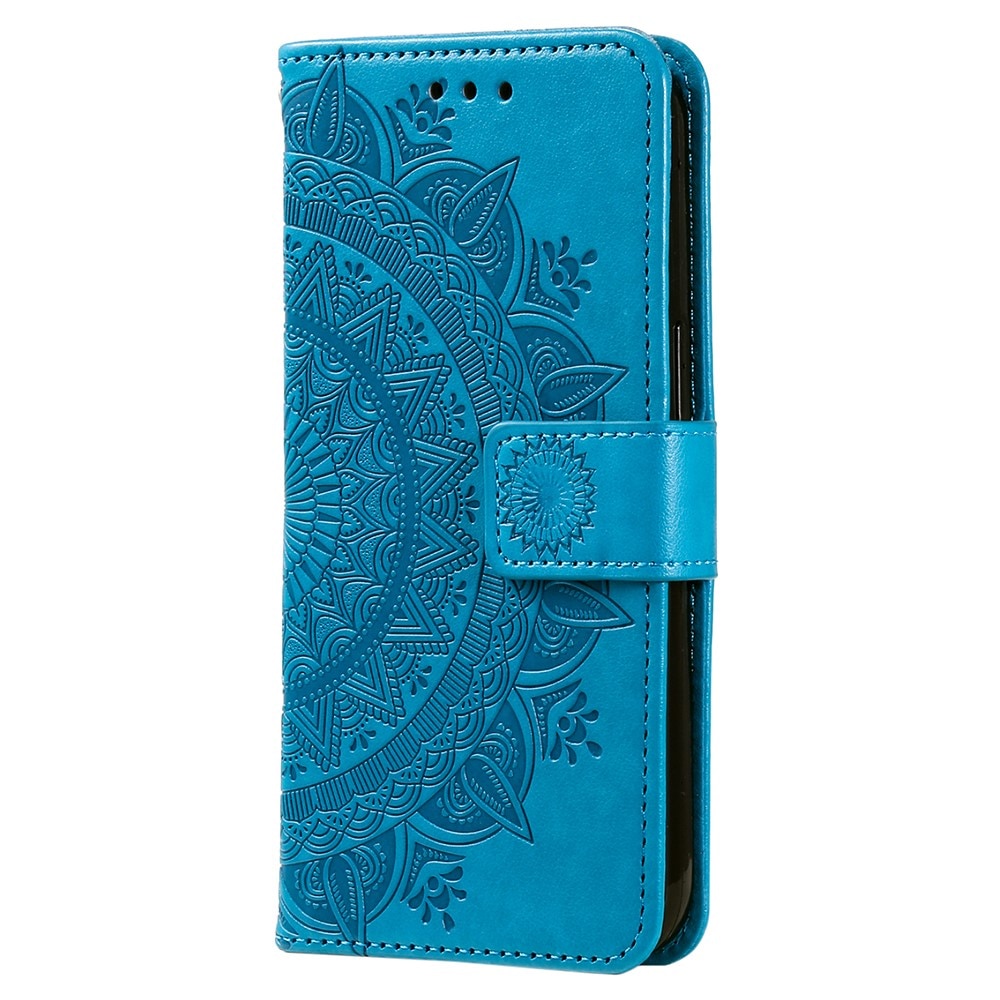 Étui en cuir Mandala Samsung Galaxy A36, bleu