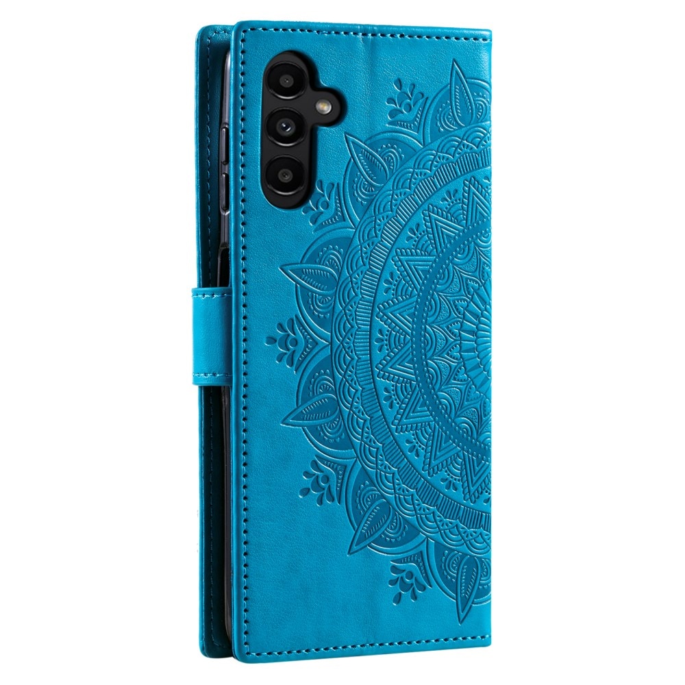 Étui en cuir Mandala Samsung Galaxy A36, bleu