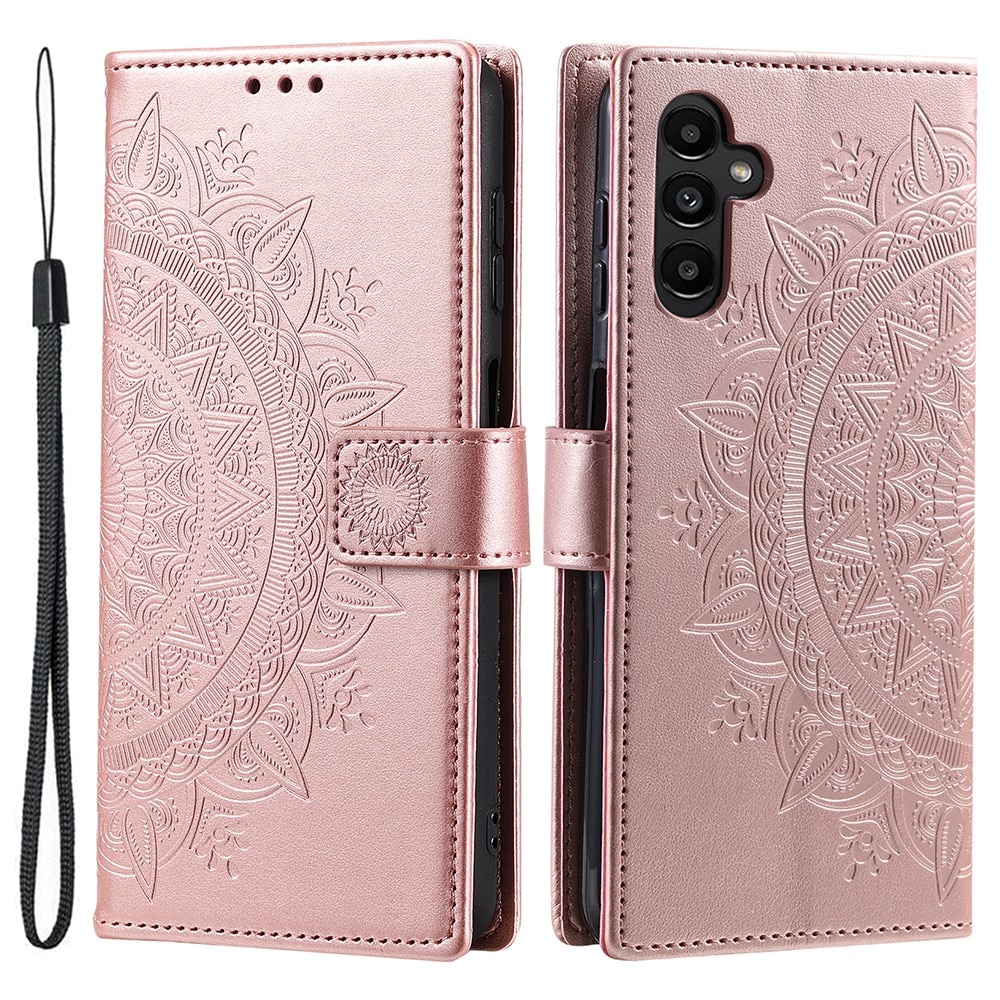 Étui en cuir Mandala Samsung Galaxy A36, or rose