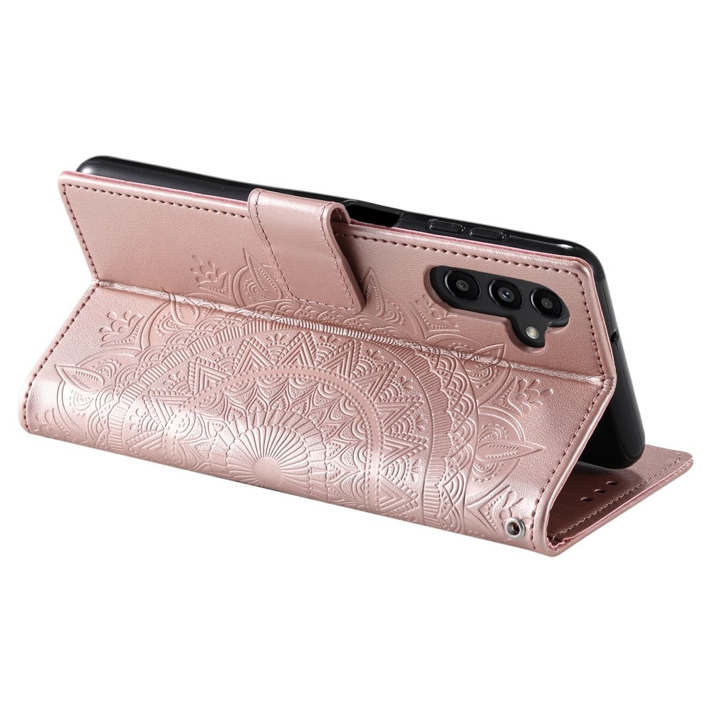 Étui en cuir Mandala Samsung Galaxy A36, or rose