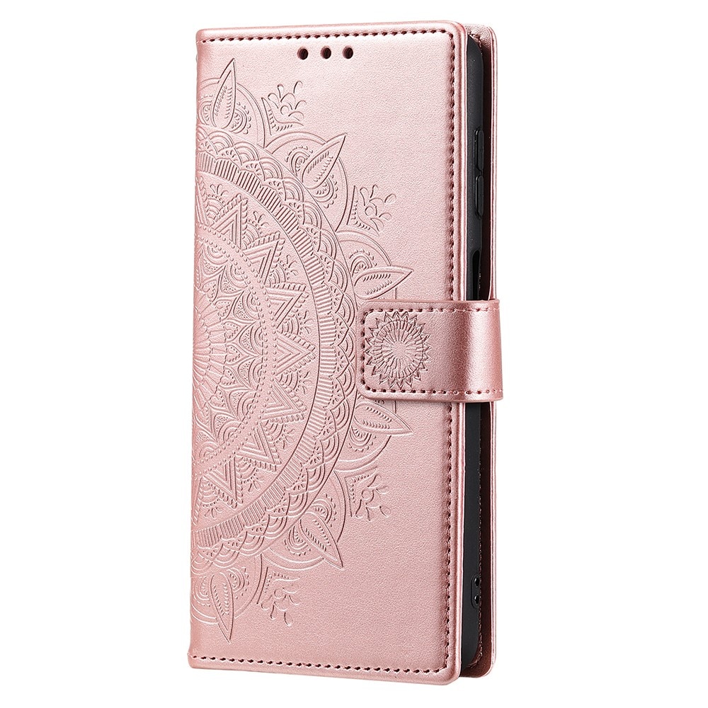 Étui en cuir Mandala Samsung Galaxy A36, or rose