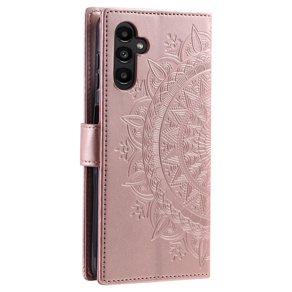 Étui en cuir Mandala Samsung Galaxy A36, or rose