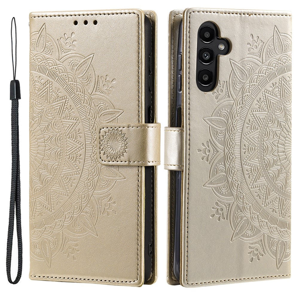 Étui en cuir Mandala Samsung Galaxy A36, or