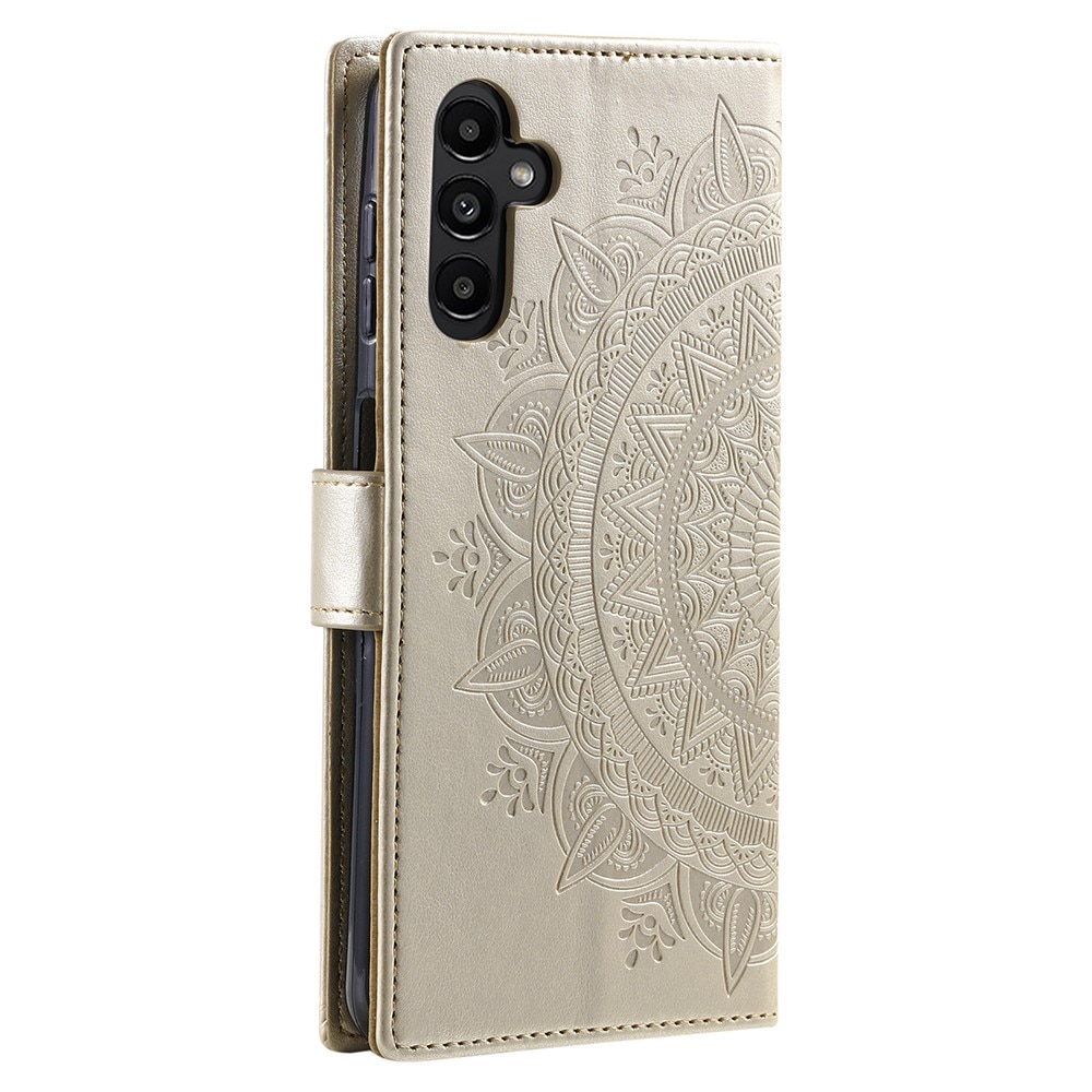 Étui en cuir Mandala Samsung Galaxy A36, or