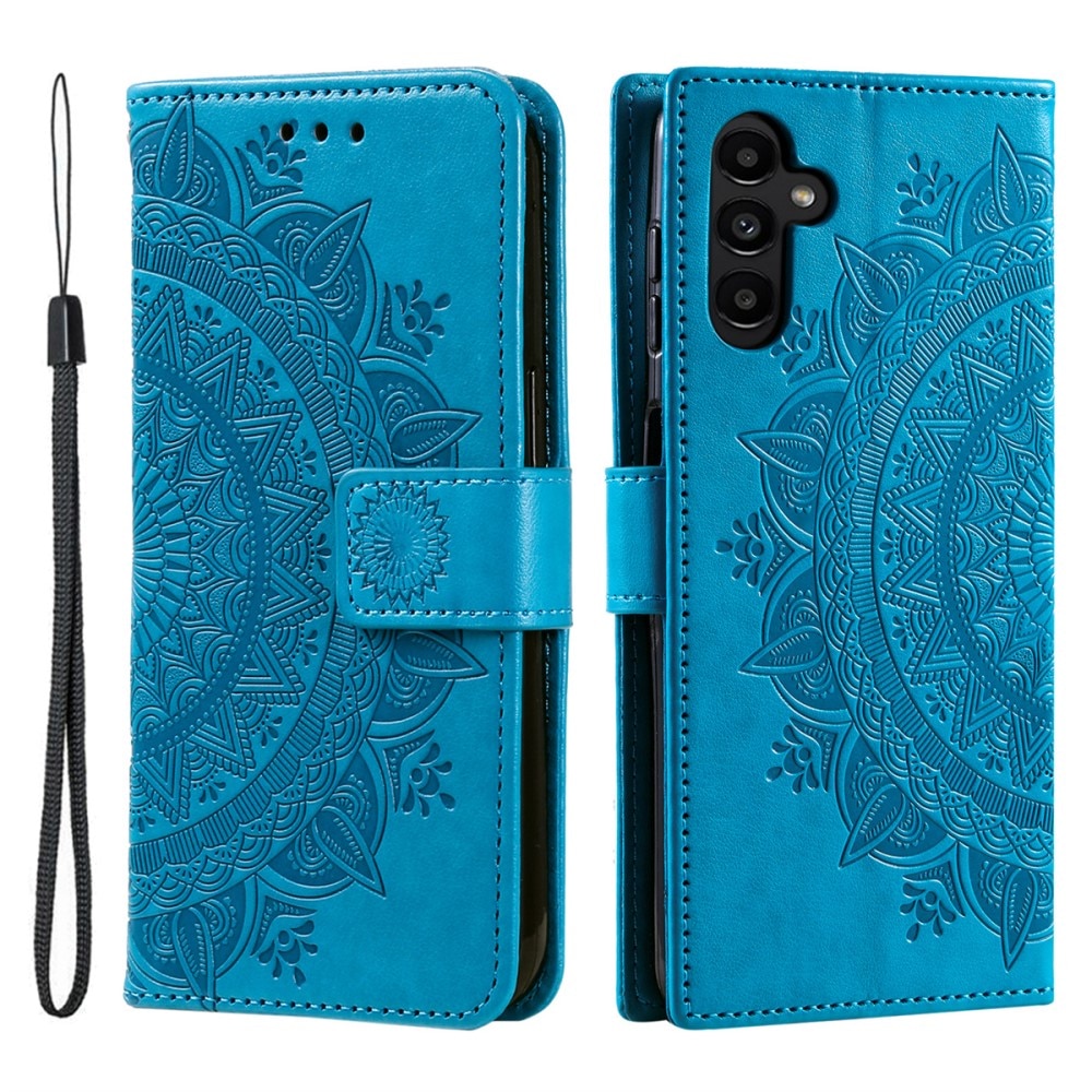 Étui en cuir Mandala Samsung Galaxy A56, bleu