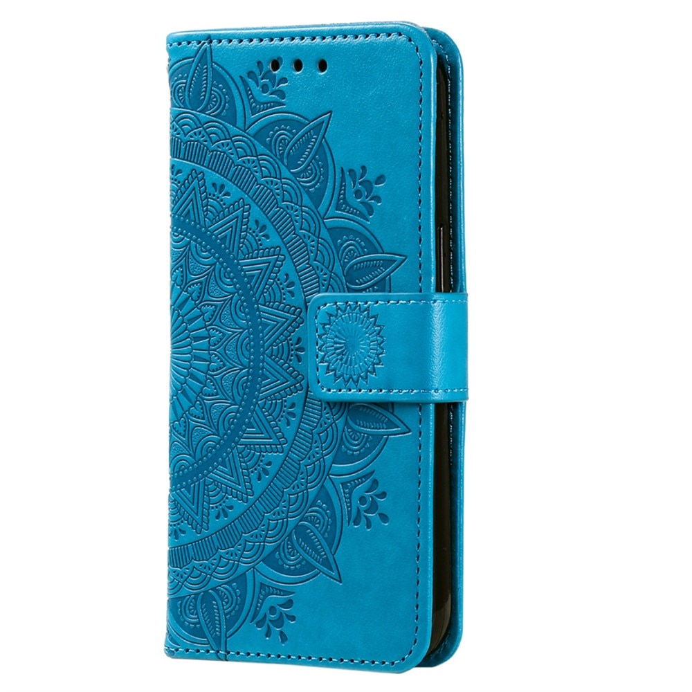 Étui en cuir Mandala Samsung Galaxy A56, bleu