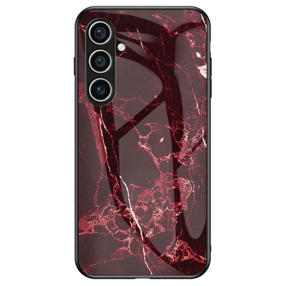 Coque en verre trempé Samsung Galaxy A16, marbre rouge