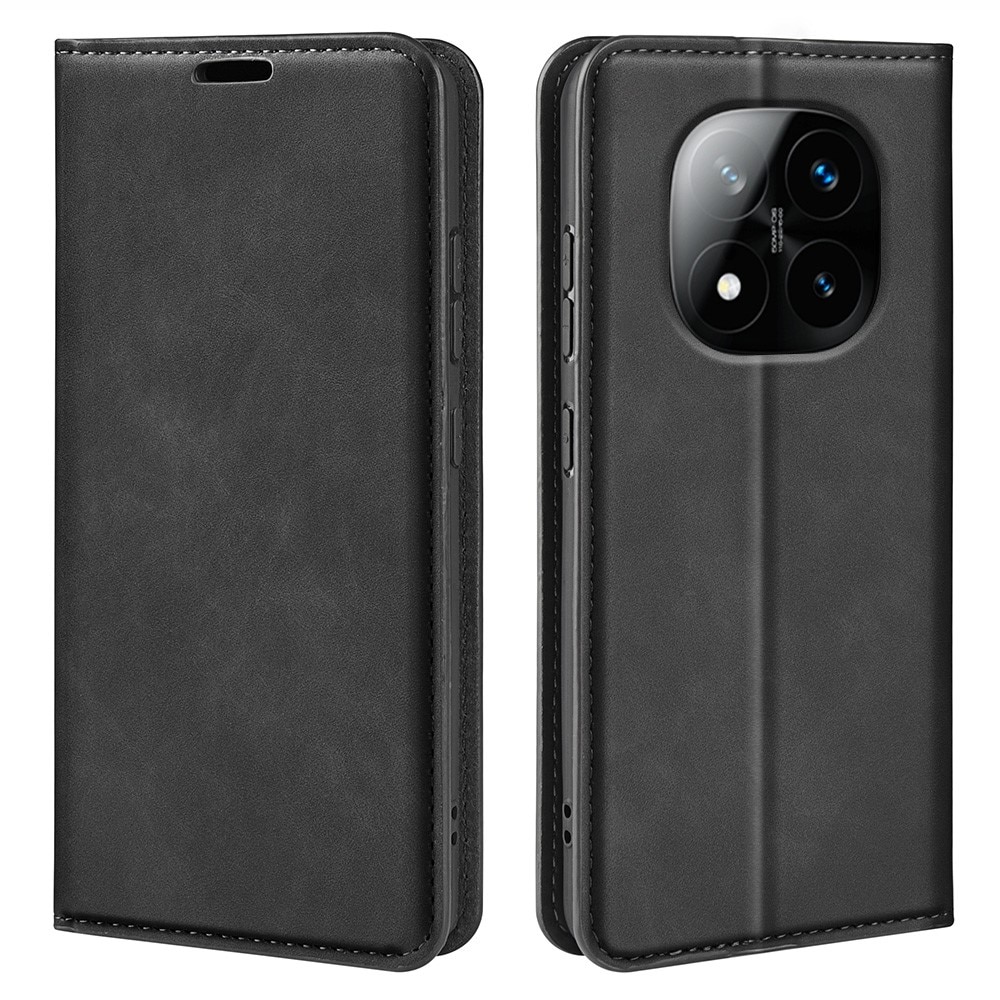 Coque portefeuille mince Xiaomi Redmi Note 14 Pro Plus, Noir