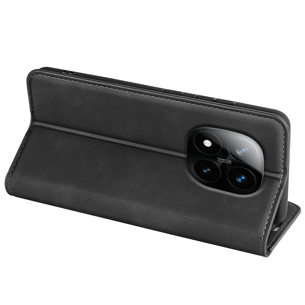 Coque portefeuille mince Xiaomi Redmi Note 14 Pro Plus, Noir