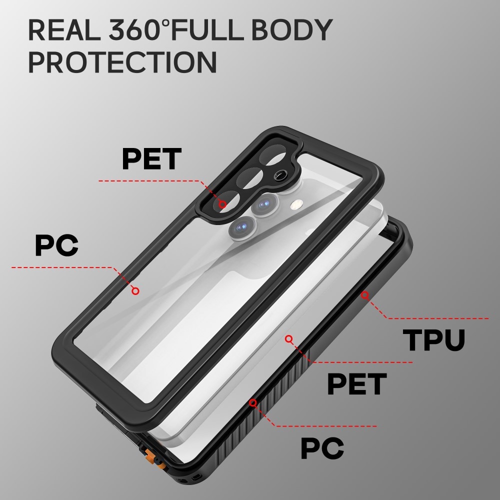 Coque étanche Samsung Galaxy S25, transparent