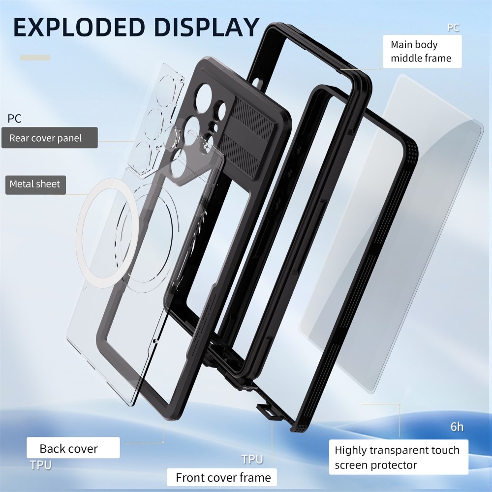 Coque étanche MagSafe Samsung Galaxy S25 Ultra, transparent