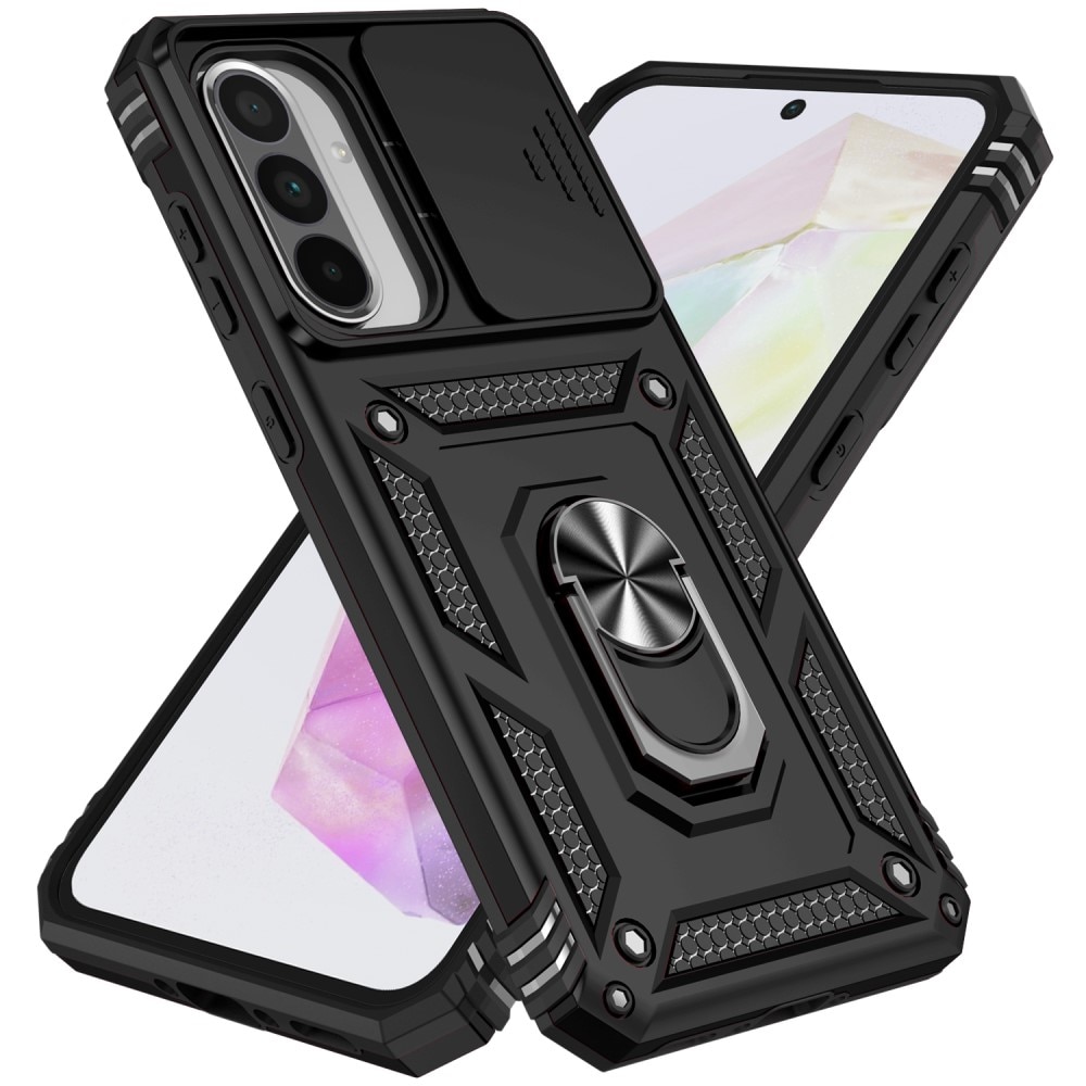 Coque Hybride Ring avec Protège Caméra Samsung Galaxy A36, Noir