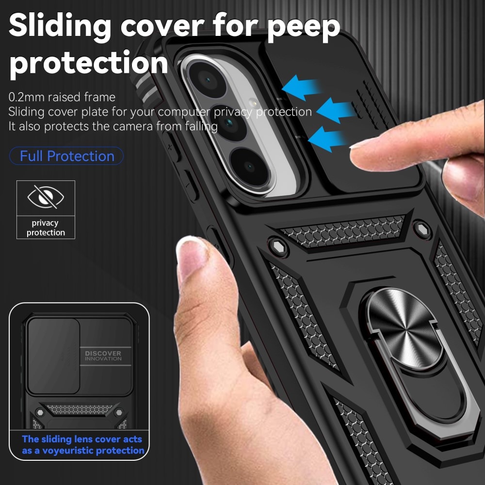 Coque Hybride Ring avec Protège Caméra Samsung Galaxy A36, Noir