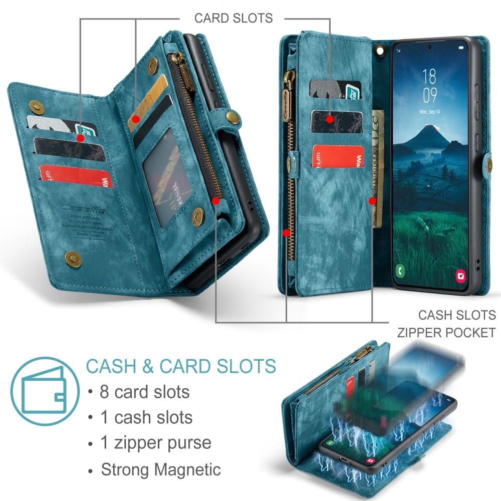 Étui portefeuille multi-cartes Samsung Galaxy S25 Plus, Bleu