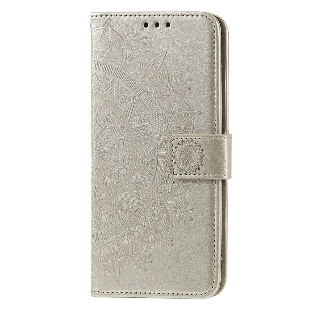 Étui en cuir Mandala Motorola Moto E15, or