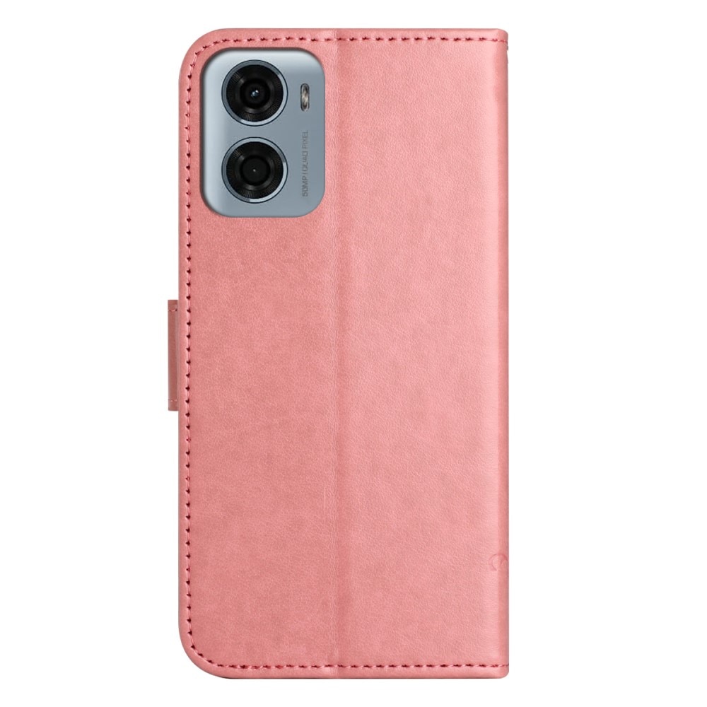 Étui en cuir à papillons pour Motorola Moto G05, rose