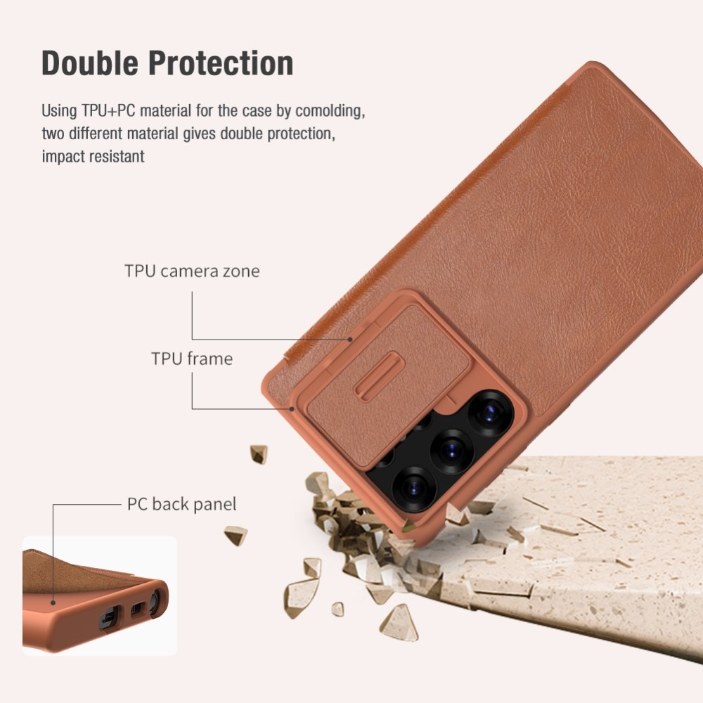 Etui Qin Pro CamShield Samsung Galaxy S25 Ultra Brown