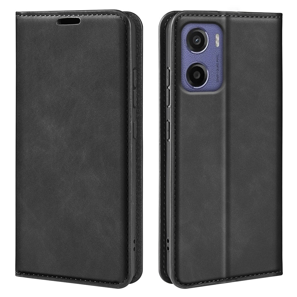 Coque portefeuille mince Motorola Moto E15, noir