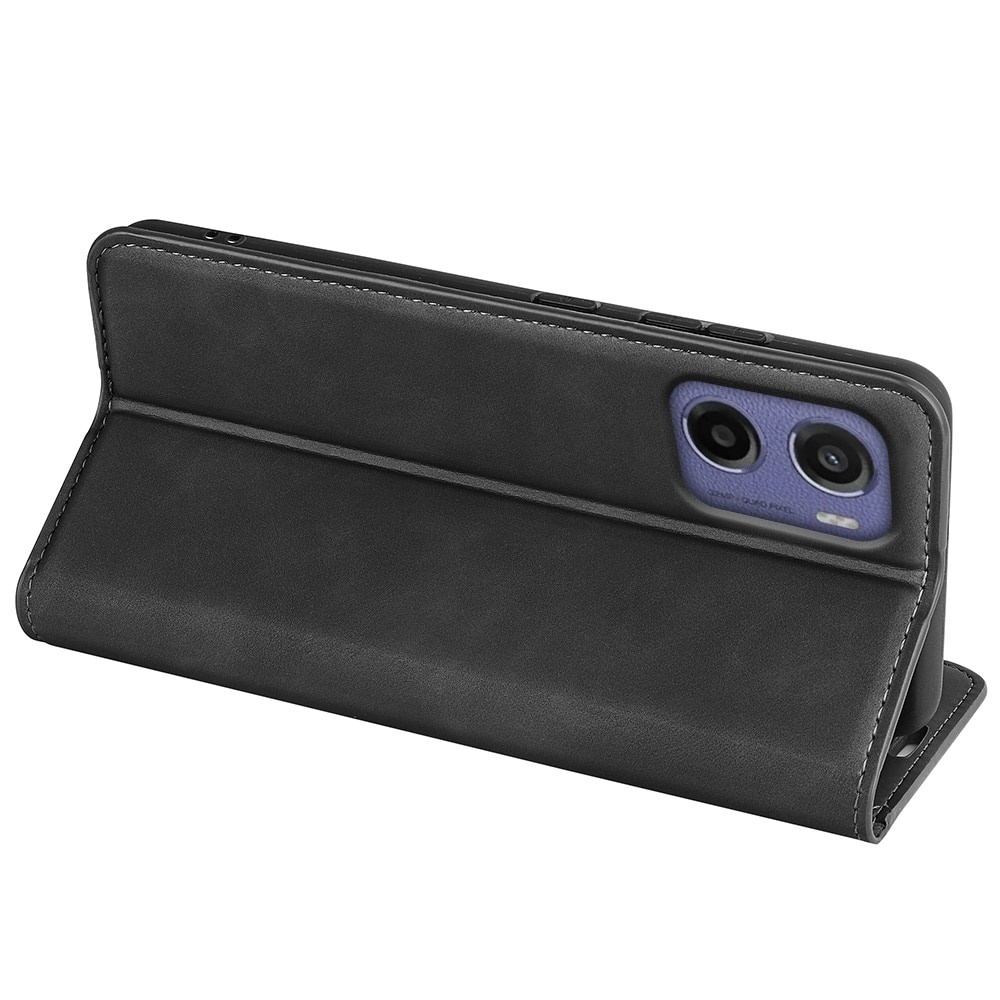 Coque portefeuille mince Motorola Moto E15, noir