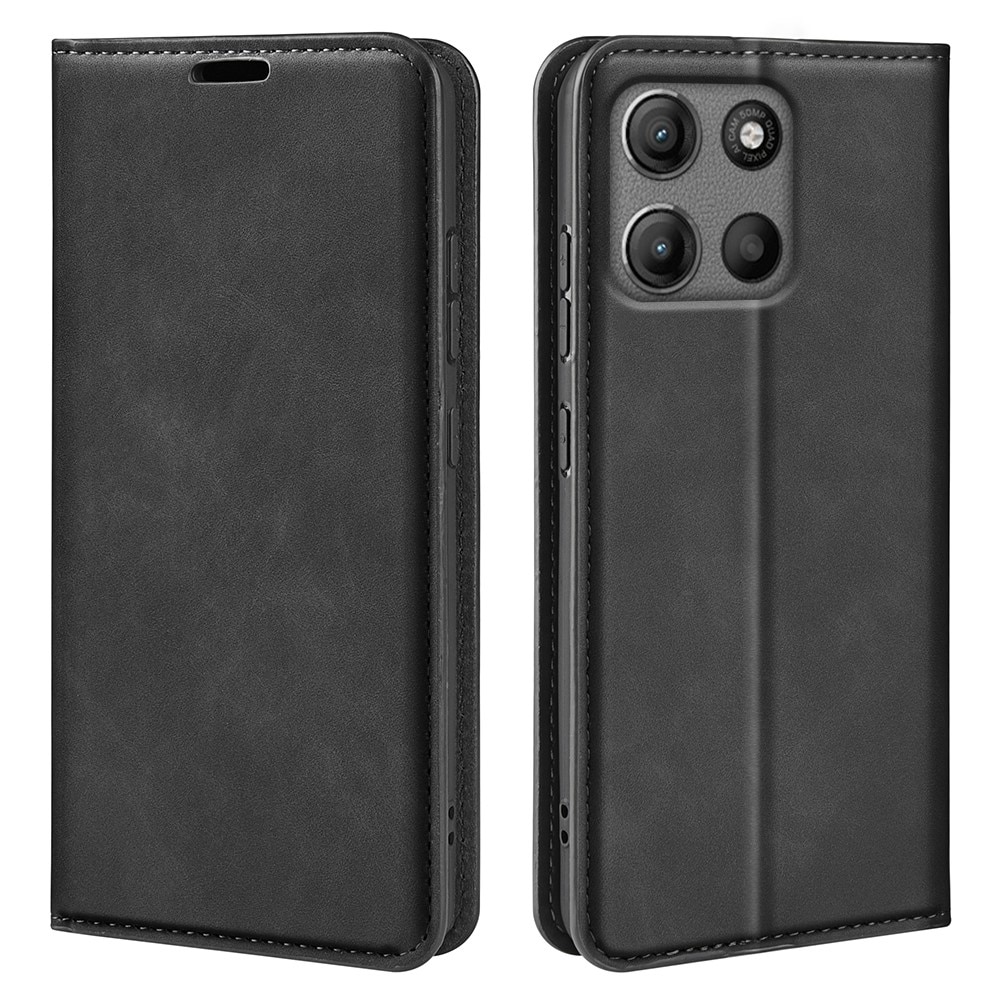 Coque portefeuille mince Motorola Moto G15, noir